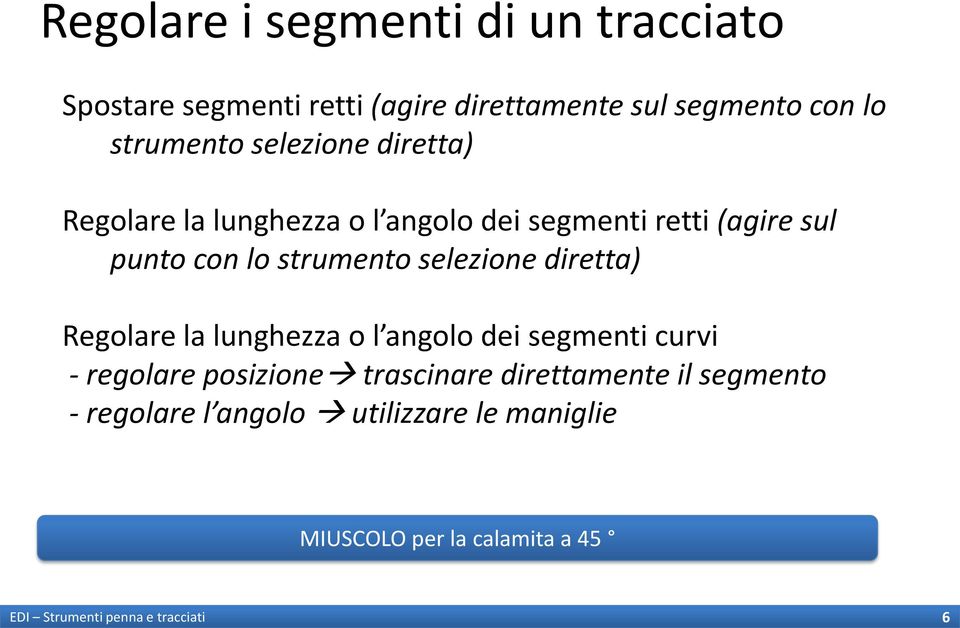 selezione diretta) Regolare la lunghezza o l angolo dei segmenti curvi - regolare posizione trascinare