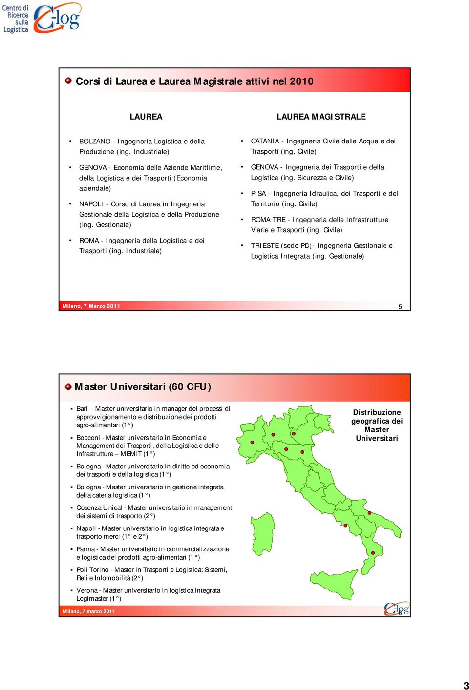 Sicurezza e Civile) NAPOLI - Corso di Laurea in Ingegneria Gestionale della e della Produzione (ing. Gestionale) PISA - Ingegneria Idraulica, dei e del Territorio (ing.