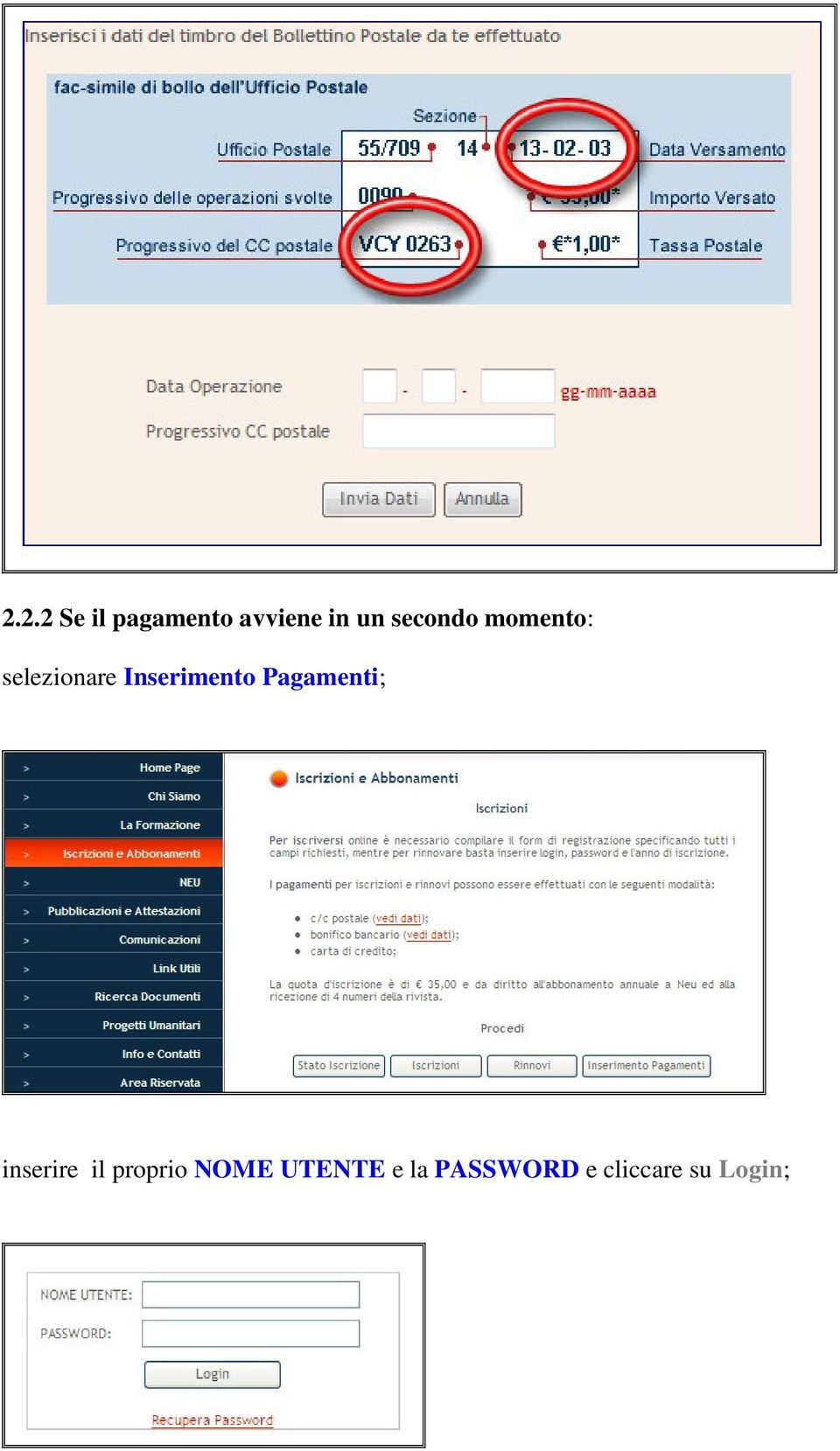 Inserimento Pagamenti; inserire il