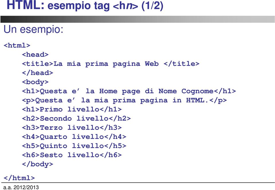 prima pagina in HTML.
