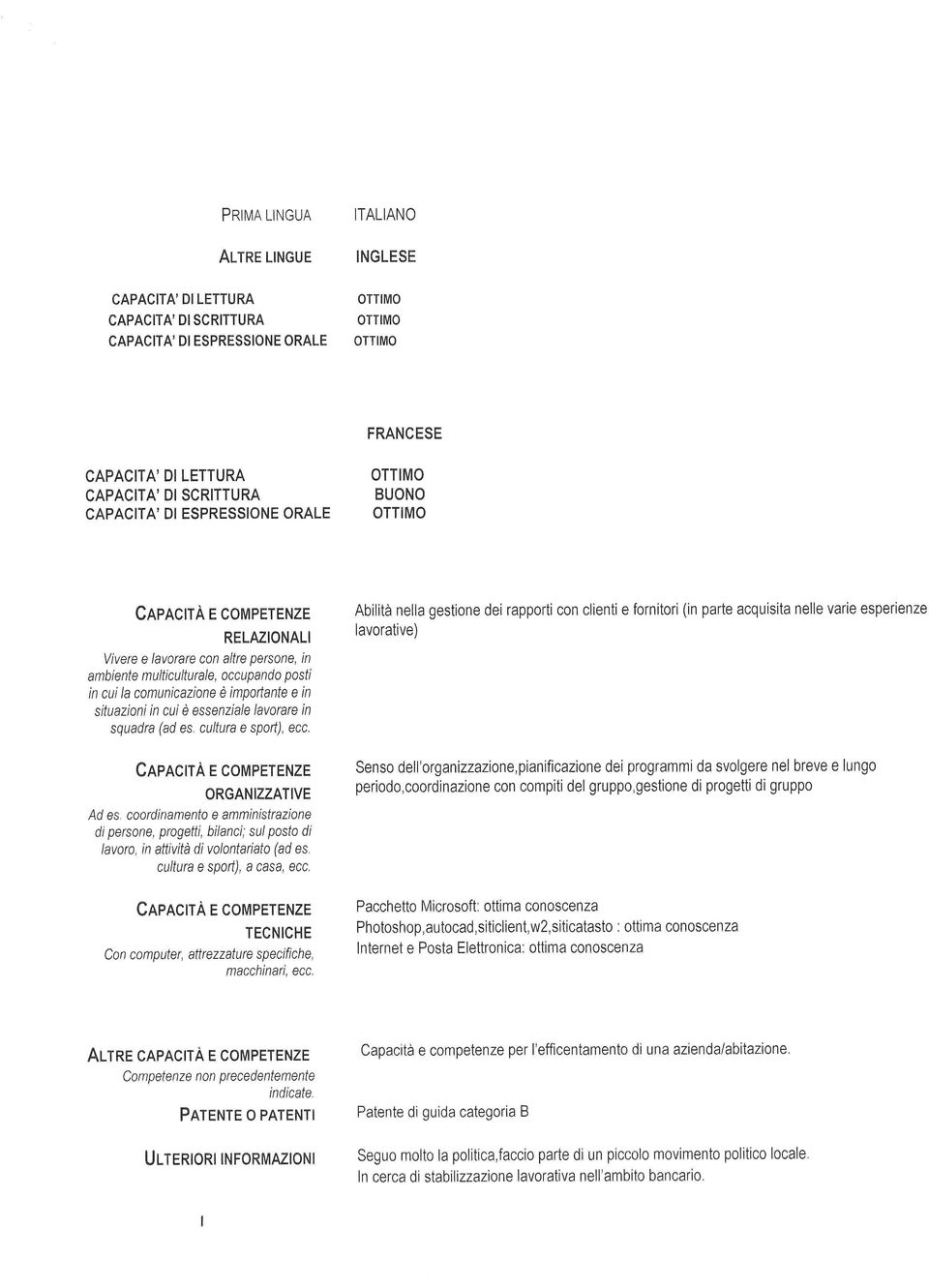 situazioni in cui è essenziale lavorare in squadra (ad es. cultura e sporl), ecc. CRpRcnl E competenze ORGANIZZATIVE Ad es.