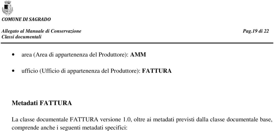 classe documentale FATTURA versione 1.