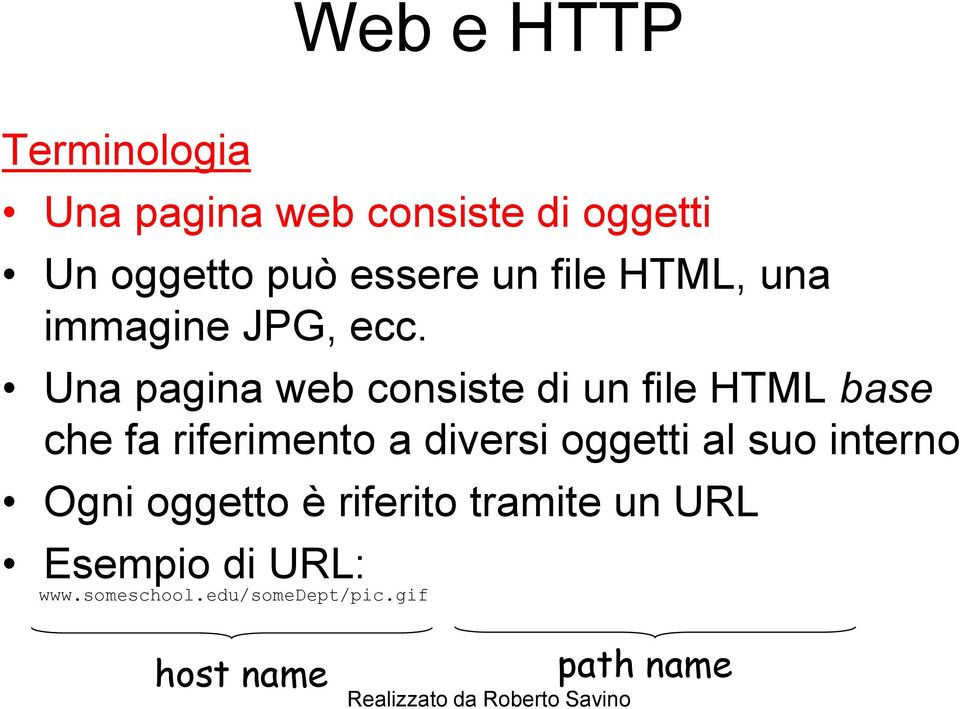 Una pagina web consiste di un file HTML base che fa riferimento a diversi oggetti