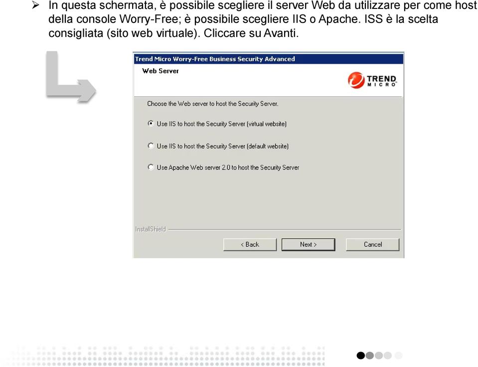 Worry-Free; è possibile scegliere IIS o Apache.