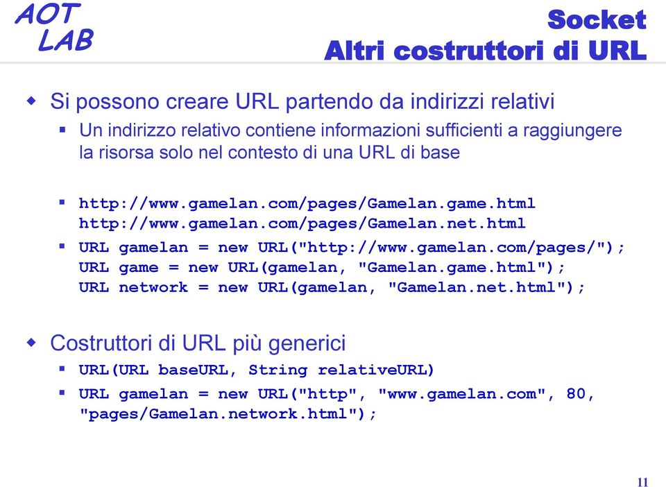 html URL gamelan = new URL("http://www.gamelan.com/pages/"); URL game = new URL(gamelan, "Gamelan.game.html"); URL network = new URL(gamelan, "Gamelan.