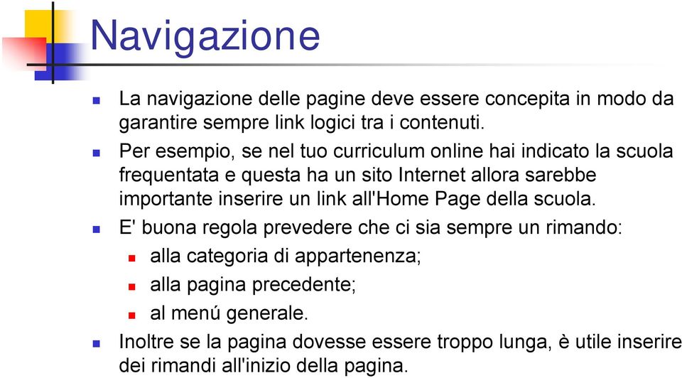 inserire un link all'home Page della scuola.