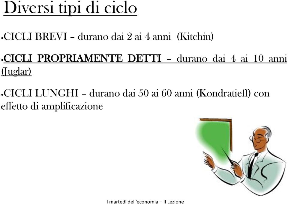 4 ai 10 anni (Juglar) CICLI LUNGHI durano dai 50 ai