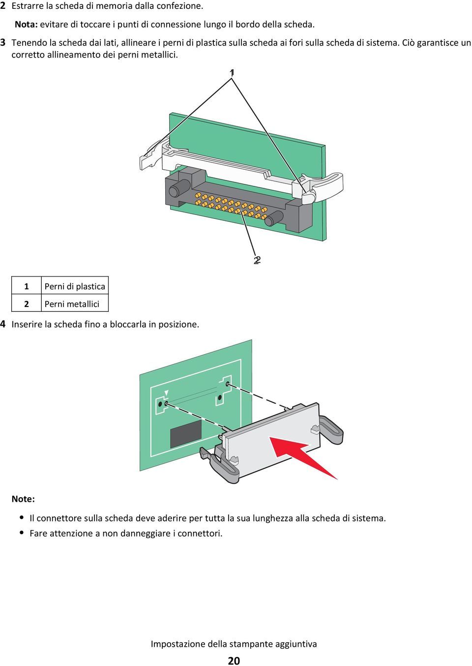 Ciò garantisce un corretto allineamento dei perni metallici.