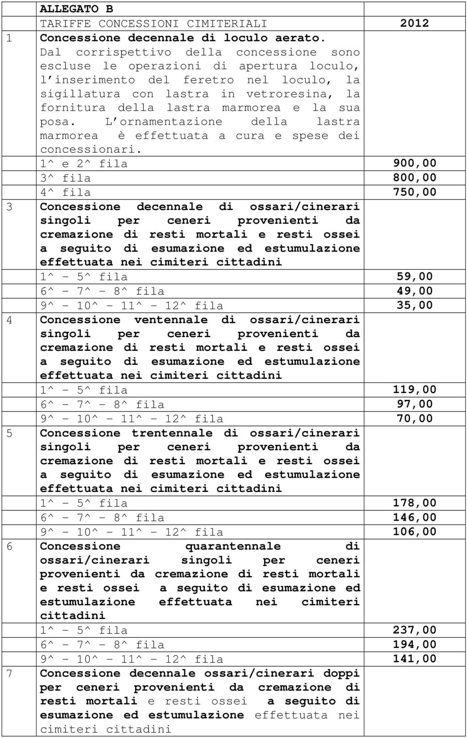 la sua posa. L ornamentazione della lastra marmorea è effettuata a cura e spese dei concessionari.