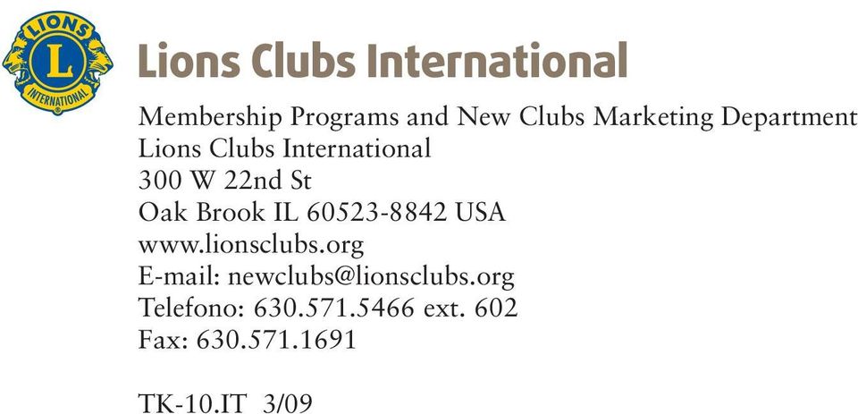 60523-8842 USA www.lionsclubs.