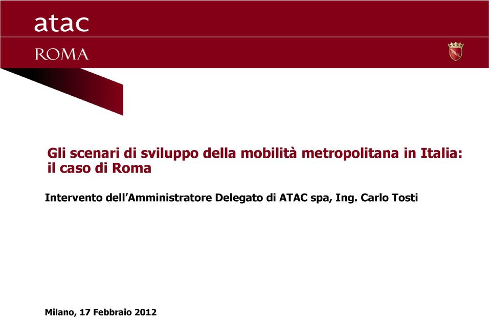 Intervento dell Amministratore Delegato di