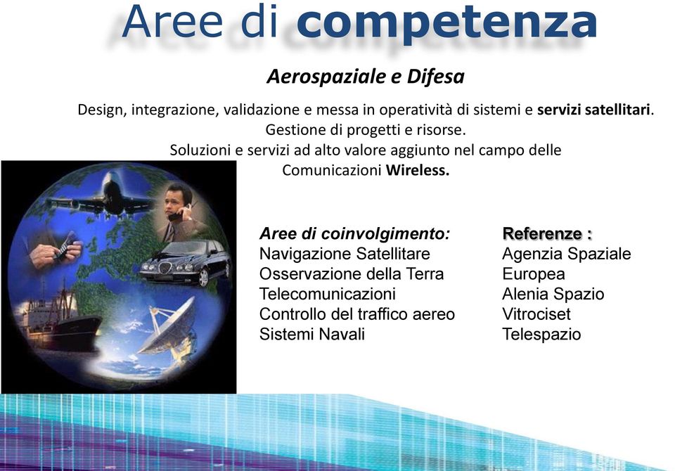 Soluzioni e servizi ad alto valore aggiunto nel campo delle Comunicazioni Wireless.