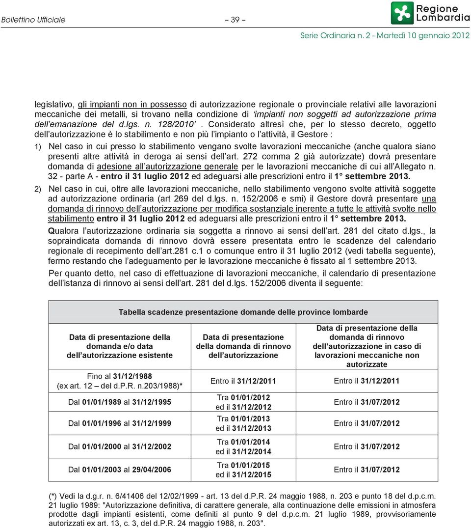 lavorazioni meccaniche (anche qualora siano presenti altre attività in deroga ai sensi dell art.