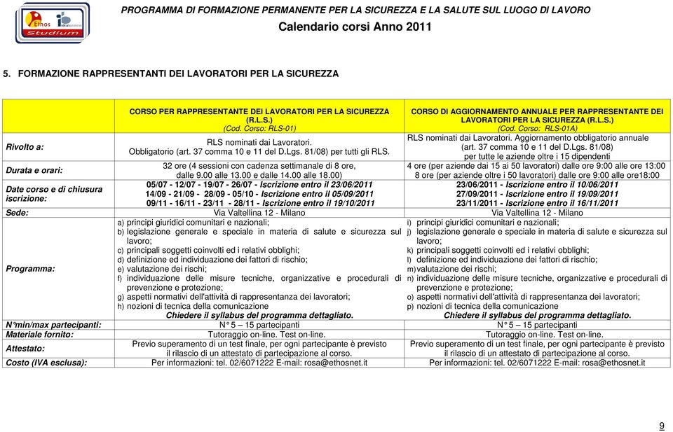 Aggiornamento obbligatorio annuale (art. 37 comma 10 e 11 del D.Lgs.