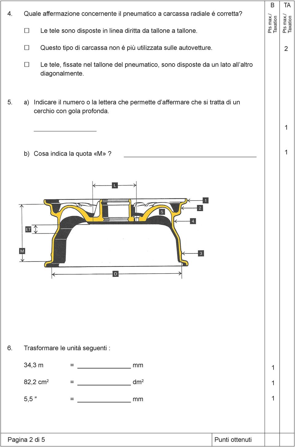 Le tele, fissate nel tallone del pneumatico, sono disposte da un lato all altro diagonalmente. 5.