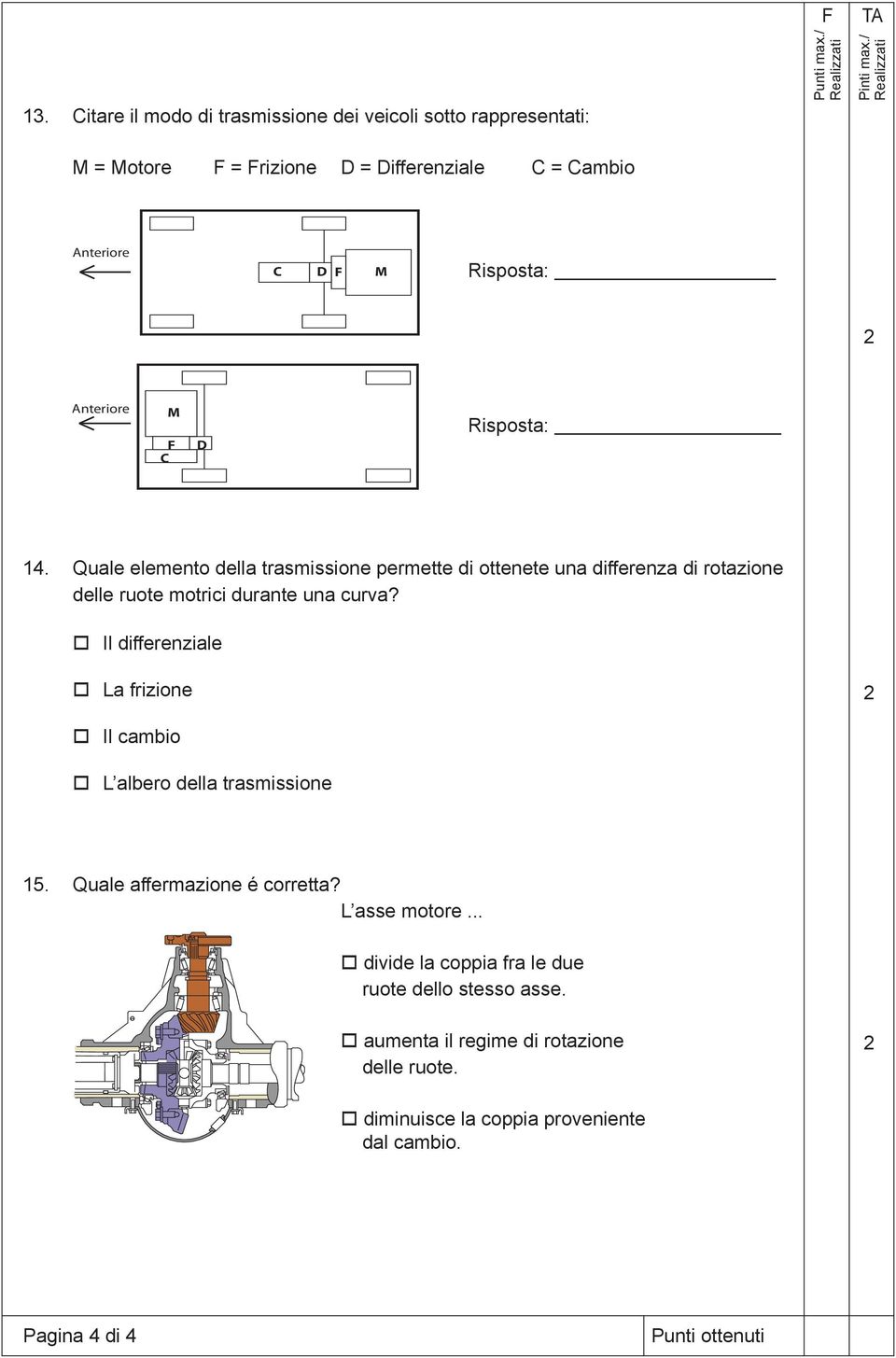 Quale elemento della trasmissione permette di ottenete una differenza di rotazione delle ruote motrici durante una curva?