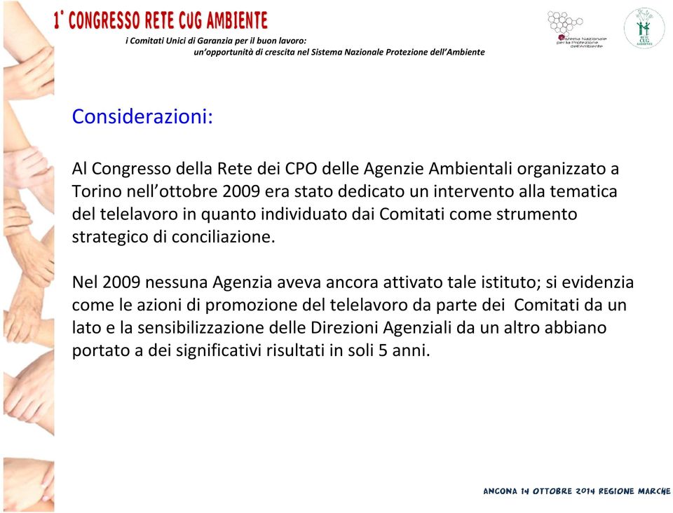 Nel 2009 nessuna Agenzia aveva ancora attivato tale istituto; sievidenzia come le azioni di promozione del telelavoro da parte dei