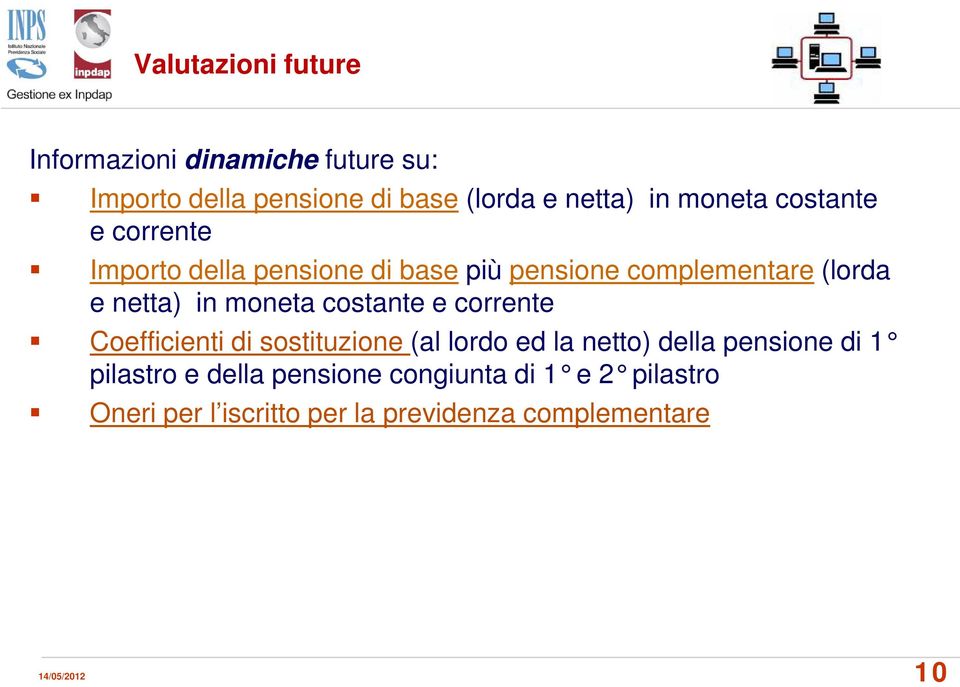 moneta costante e corrente Coefficienti di sostituzione (al lordo ed la netto) della pensione di 1