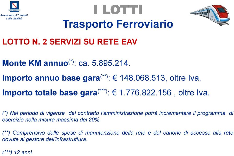 (*) Nel periodo di vigenza del contratto l amministrazione potrà incrementare il programma di esercizio nella misura