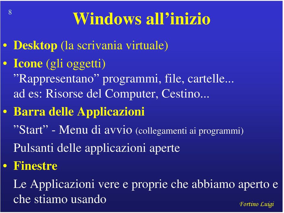 .. Barra delle Applicazioni Start - Menu di avvio (collegamenti ai programmi)