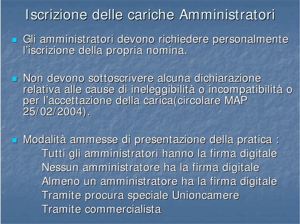 carica(circolare MAP 25/02/2004).