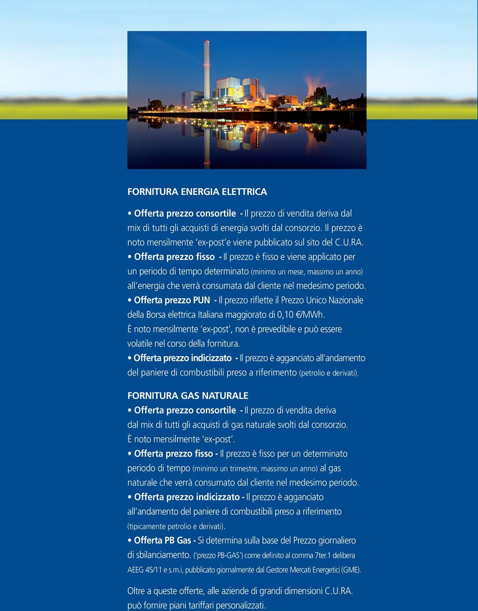 Offerta prezzo fisso - Il prezzo è fisso e viene applicato per un periodo di tempo determinato (minimo un mese, massimo un anno) all energia che verrà consumata dal cliente nel medesimo periodo.