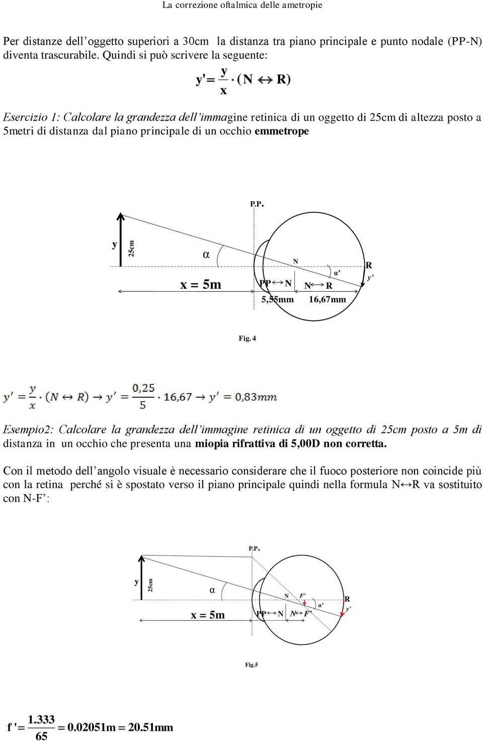 emmetrope P.P. α = 5m PP 5,55mm α 16,67mm Fig.