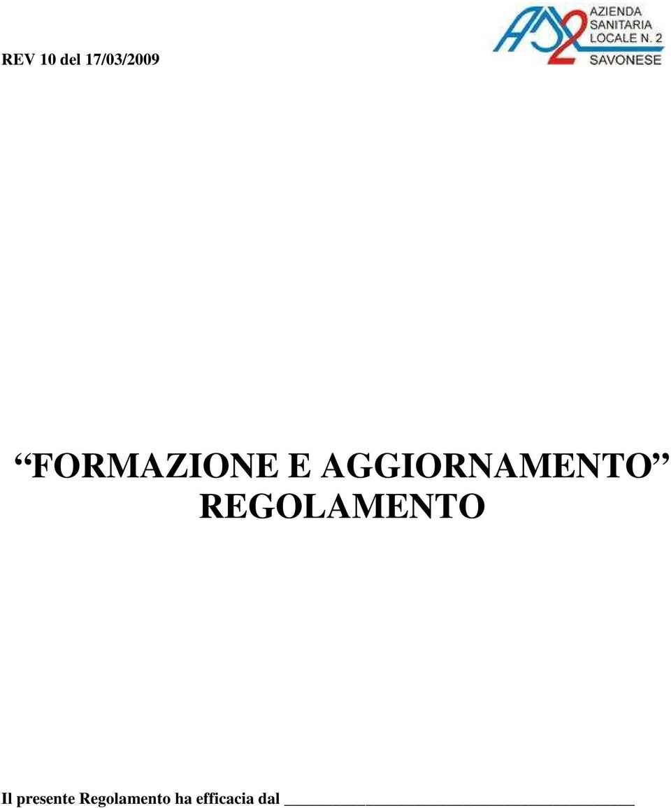 AGGIORNAMENTO REGOLAMENTO