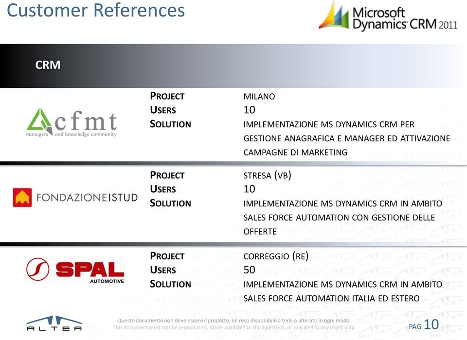IMPLEMENTAZIONE MS DYNAMICS CRM IN AMBITO SALES FORCE AUTOMATION CON GESTIONE DELLE OFFERTE PROJECT