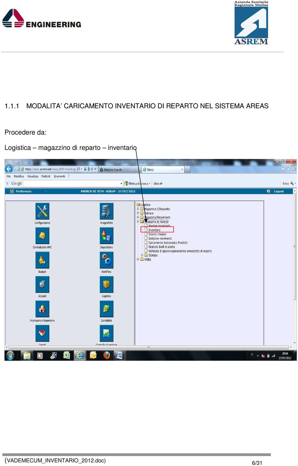 SISTEMA AREAS Procedere da: