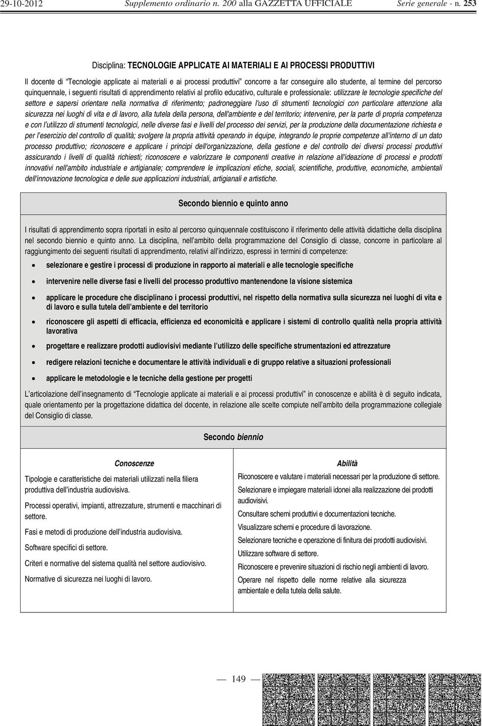 normativa di riferimento; padroneggiare l'uso di strumenti tecnologici con particolare attenzione alla sicurezza nei luoghi di vita e di lavoro, alla tutela della persona, dell'ambiente e del