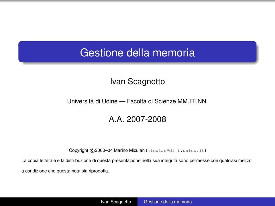 it) La copia letterale e la distribuzione di questa presentazione