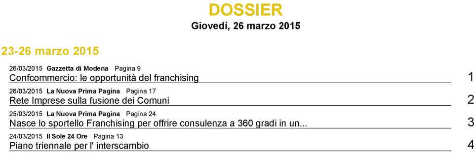 dei Comuni 2 25/03/2015 La Nuova Prima Pagina Pagina 24 Nasce lo sportello Franchising per offrire