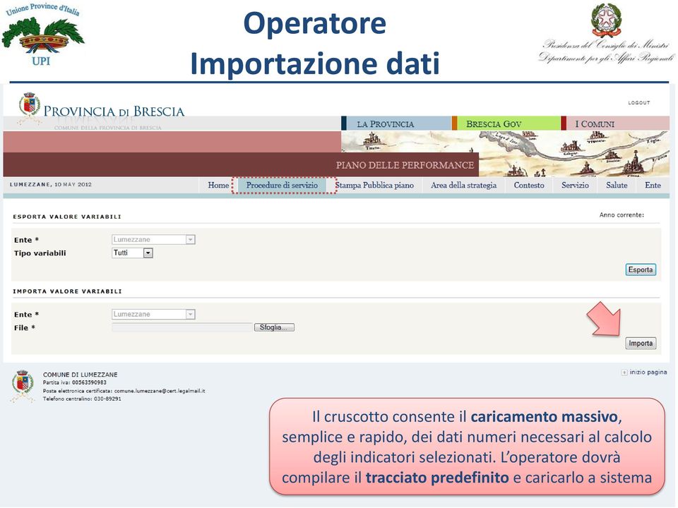 necessari al calcolo degli indicatori selezionati.