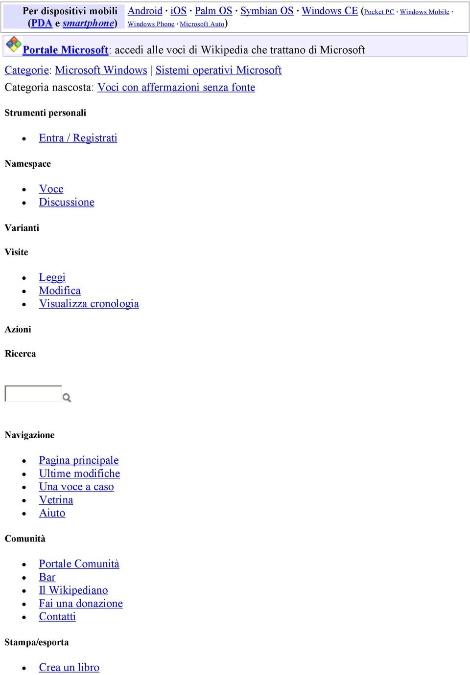 fonte Strumenti personali Entra / Registrati Namespace Voce Discussione Varianti Visite Leggi Modifica Visualizza cronologia Azioni Ricerca Navigazione Pagina