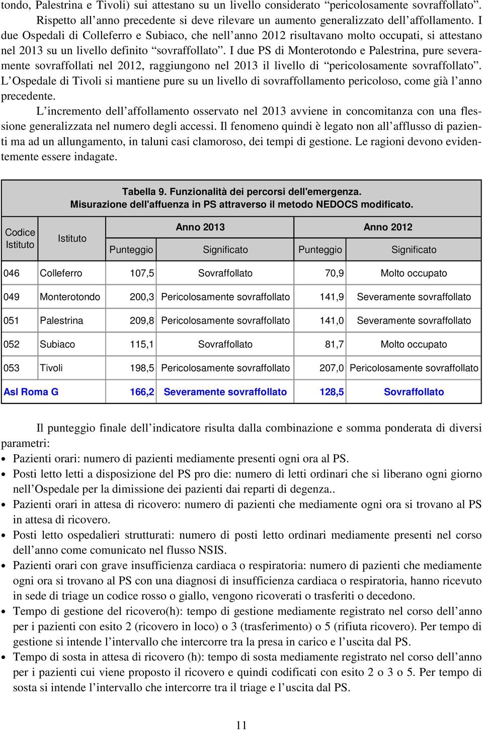 I due PS di Monterotondo e Palestrina, pure severamente sovraffollati nel 2012, raggiungono nel 2013 il livello di pericolosamente sovraffollato.