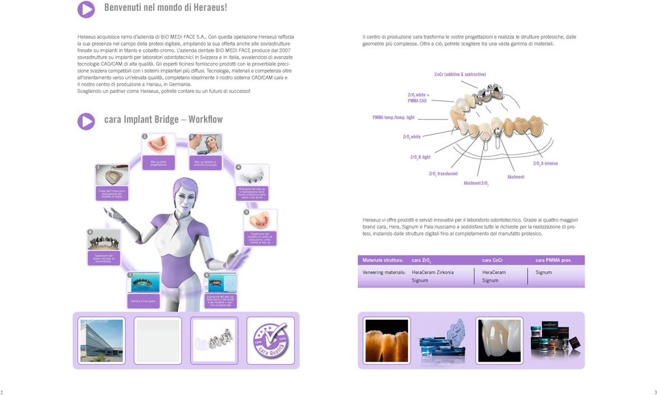 L azienda dentale BIO MEDI FACE produce dal 2007 sovrastrutture su impianti per laboratori odontotecnici in Svizzera e in Italia, avvalendosi di avanzate tecnologie CAD/CAM di alta qualità.