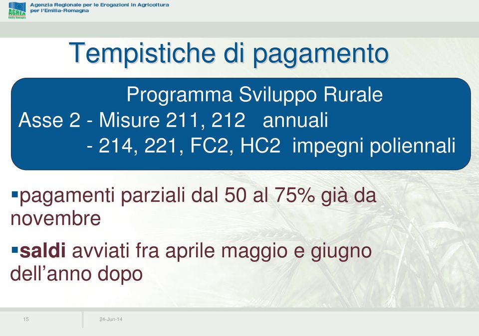 poliennali pagamenti parziali dal 50 al 75% già da