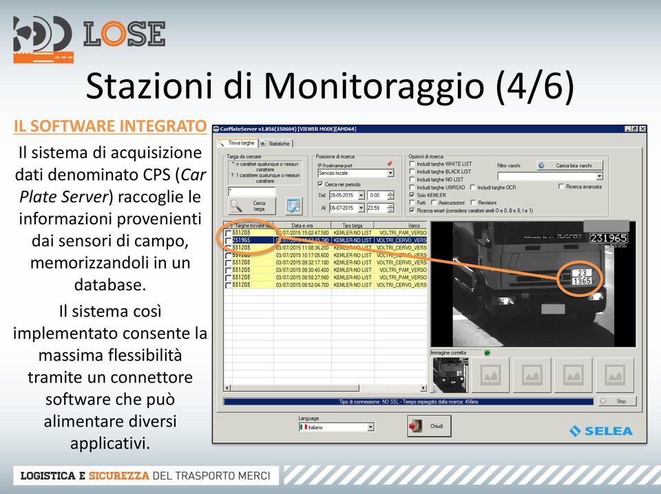 di campo, memorizzandoli in un database.