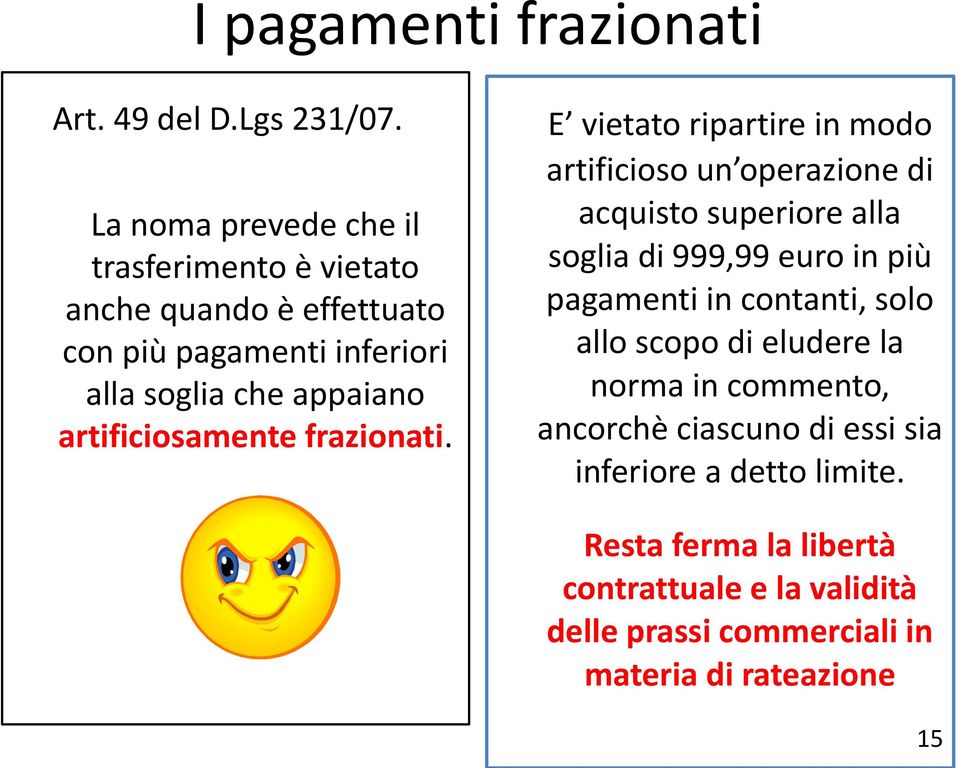 E vietato ripartire in modo artificioso un operazione di Cliccate acquisto per superiore modificare alla il soglia formato di 999,99 del euro testo in più