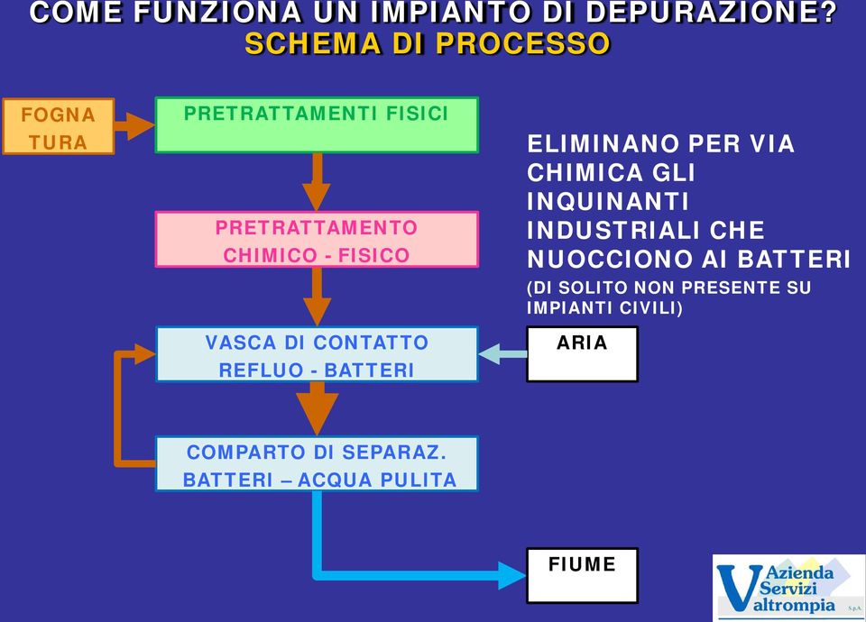 VASCA DI CONTATTO REFLUO - BATTERI ELIMINANO PER VIA CHIMICA GLI INQUINANTI