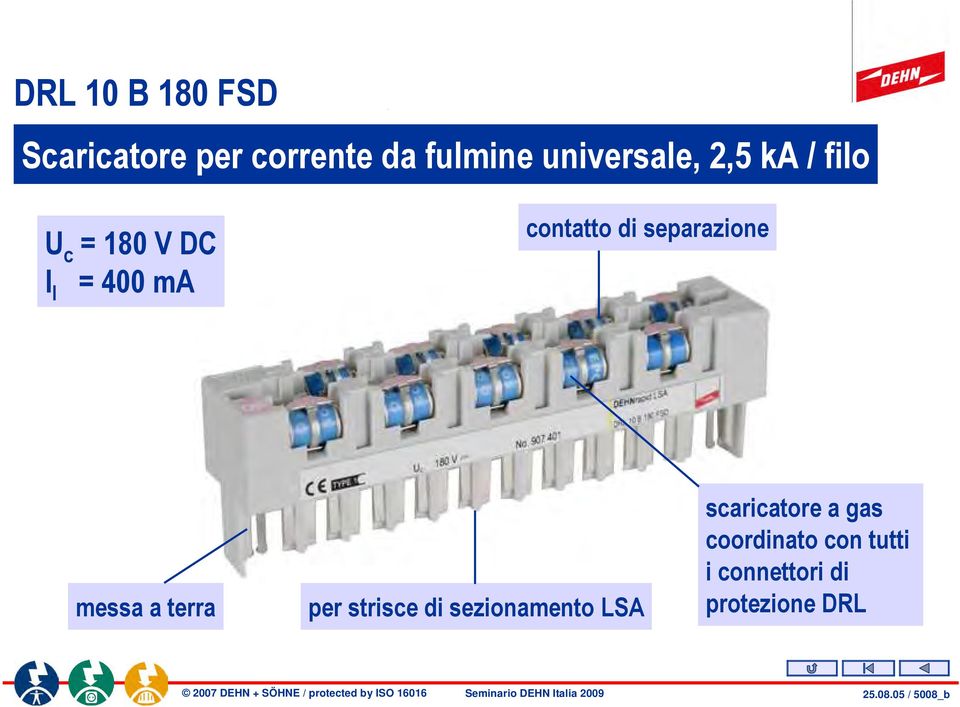 messa a terra per strisce di sezionamento LSA scaricatore a gas