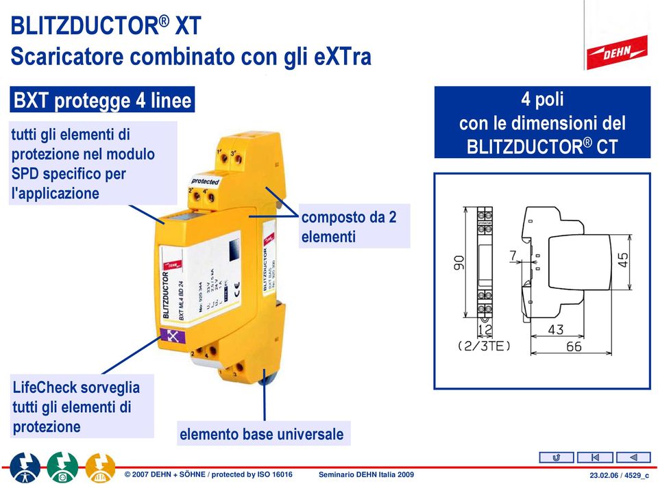 composto da 2 elementi 4 poli con le dimensioni del BLITZDUCTOR CT LifeCheck