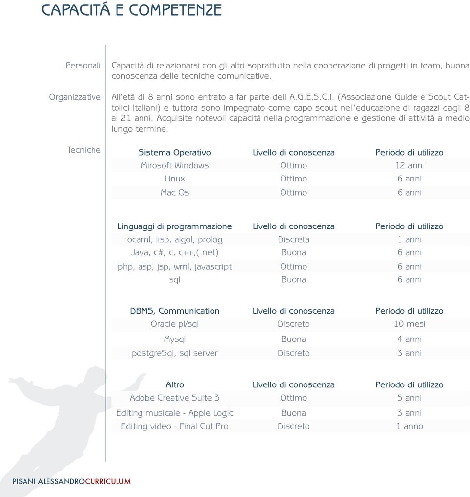 Acquisite notevoli capacità nella programmazione e gestione di attività a medio lungo termine.