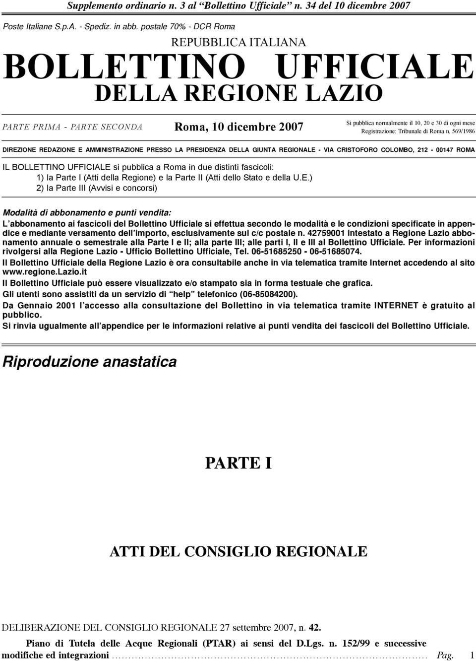 Registrazione: Tribunale di Roma n.