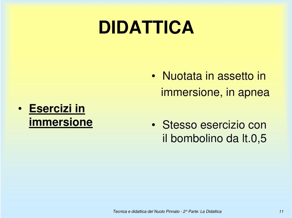 esercizio con il bombolino da lt.