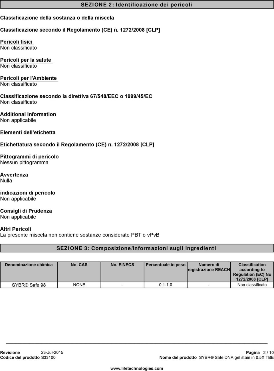 classificato Additional information Elementidel eticheta Etichettatura secondo il Regolamento (CE) n.