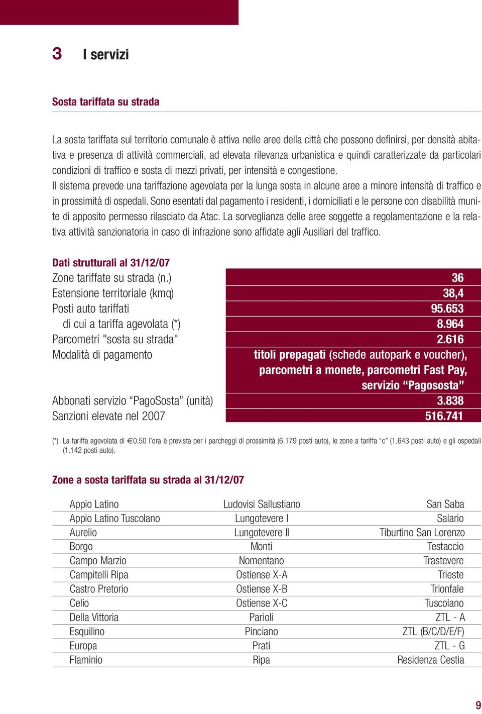 Il sistema prevede una tariffazione agevolata per la lunga sosta in alcune aree a minore intensità di traffico e in prossimità di ospedali.