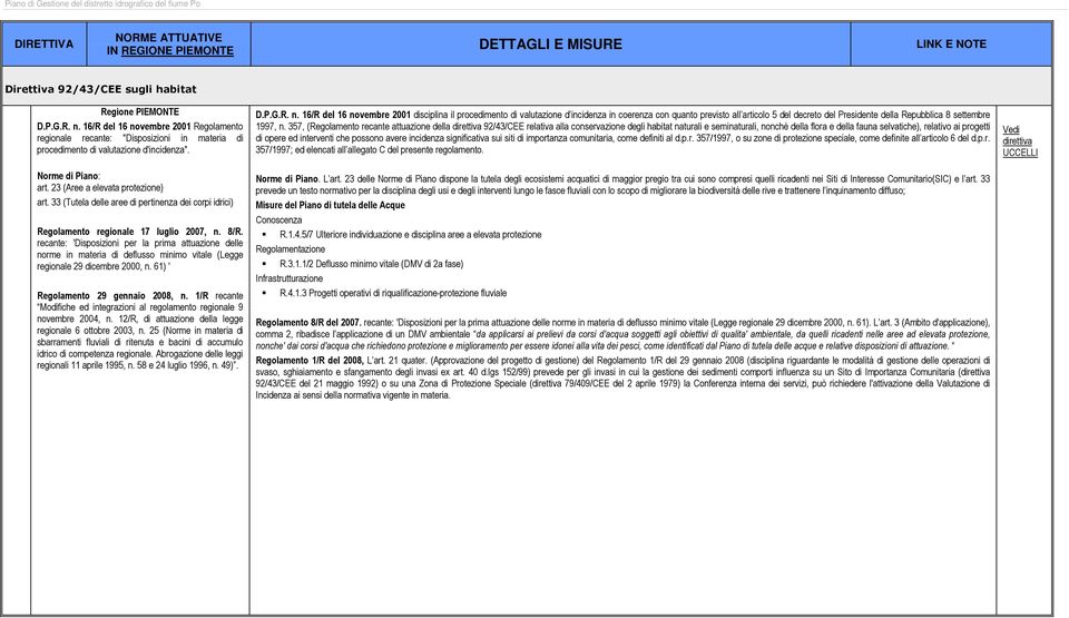 recante: 'Disposizioni per la prima attuazione delle norme in materia di deflusso minimo vitale (Legge regionale 29 dicembre 2000, n. 61) ' Regolamento 29 gennaio 2008, n.