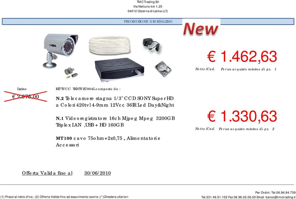 2 Telecamere stagna 1/3" CCD SONY Super HD a Colori 420tvl 4-9mm 12Vcc 36IR Led